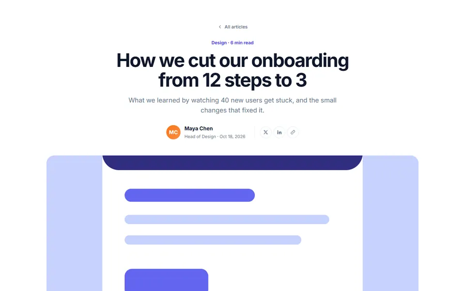 Article page layout — blog & articles template