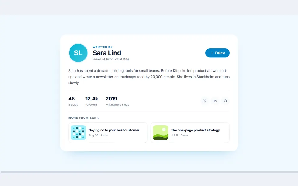 Author box — blog & articles template
