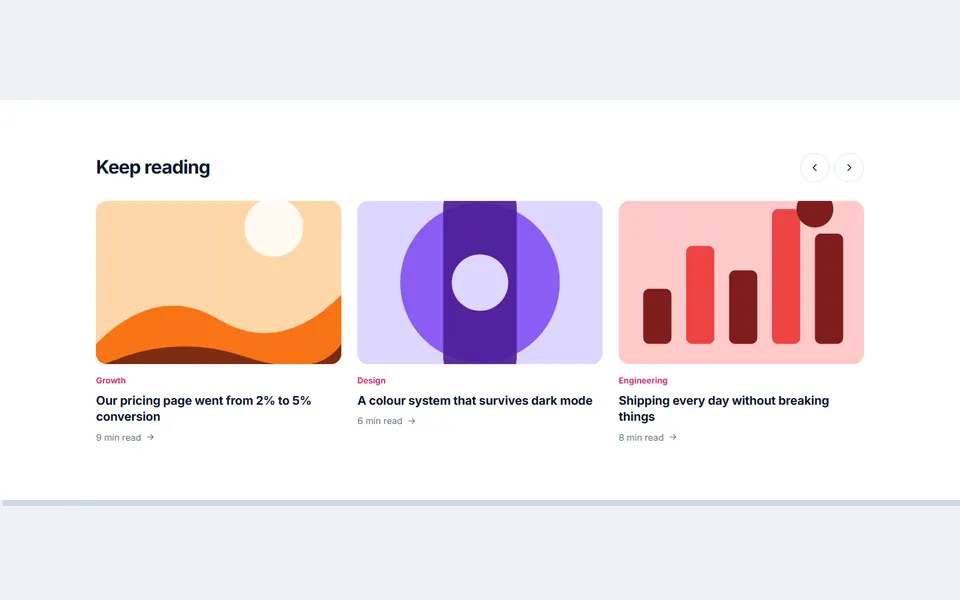 Related posts row — blog & articles template