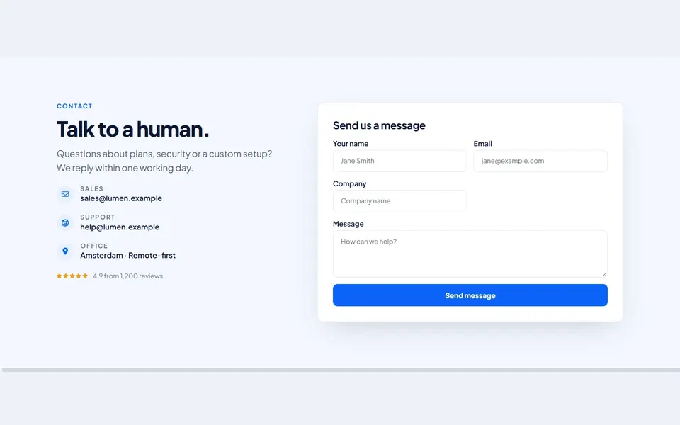 SaaS split — bricks contact & forms template