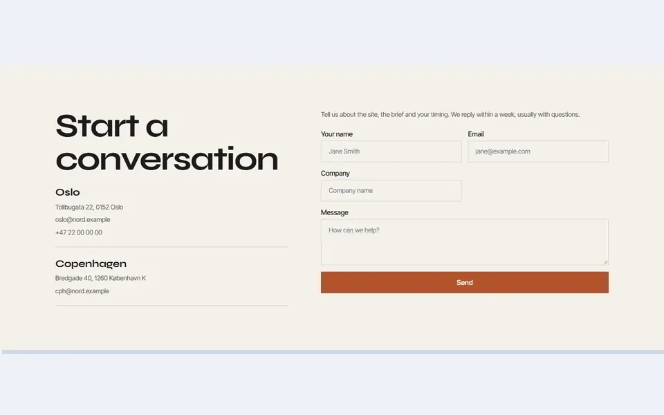 Architect studios form — bricks contact & forms template