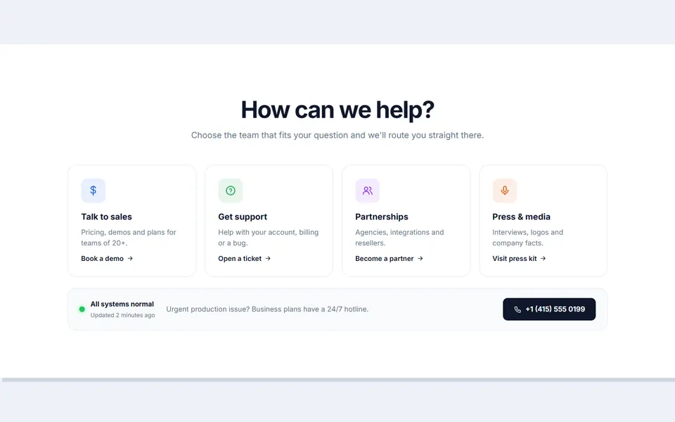 Support options: contact & forms design