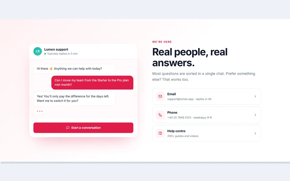 Chat first contact — contact & forms template