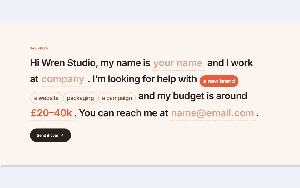 Conversational form: contact & forms design
