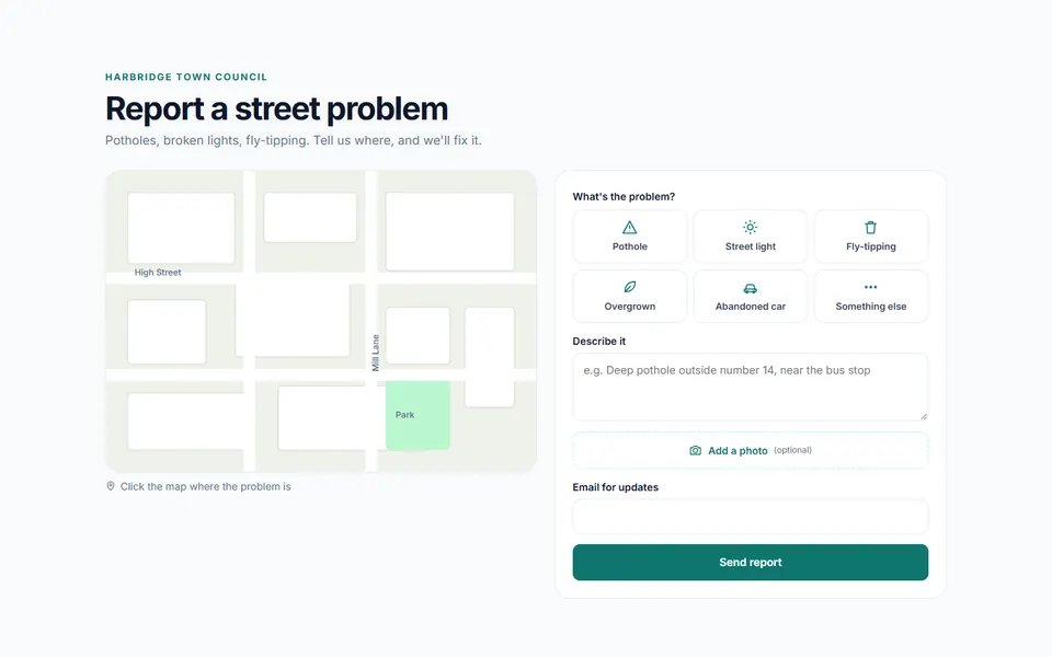 Report a problem with map pin — contact & forms template
