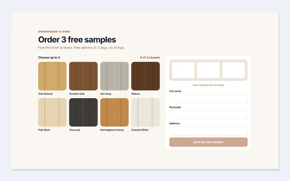 Free sample request — contact & forms template