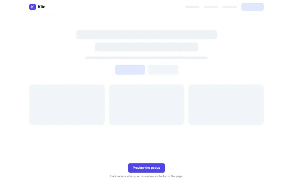 Exit intent offer — cookie banners & popups template