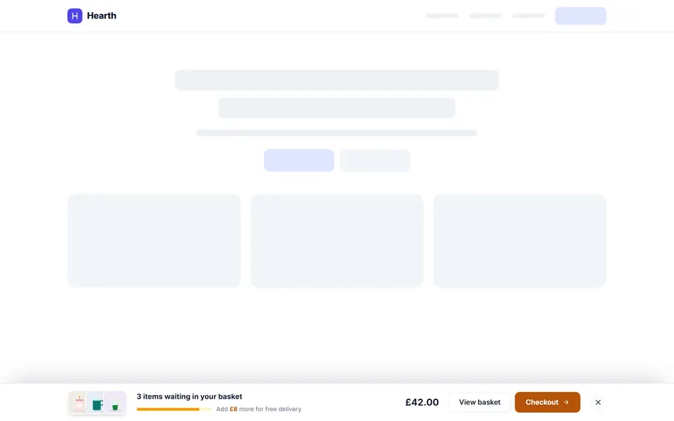 Cart reminder bar: cookie banners & popups design