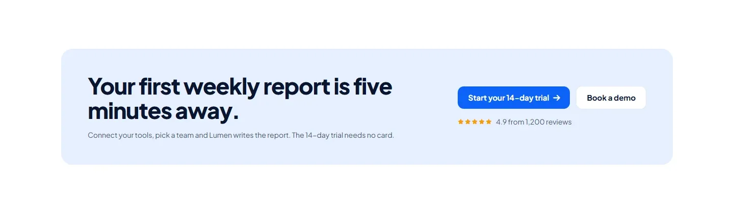 SaaS trial card: free Bricks call-to-action section template
