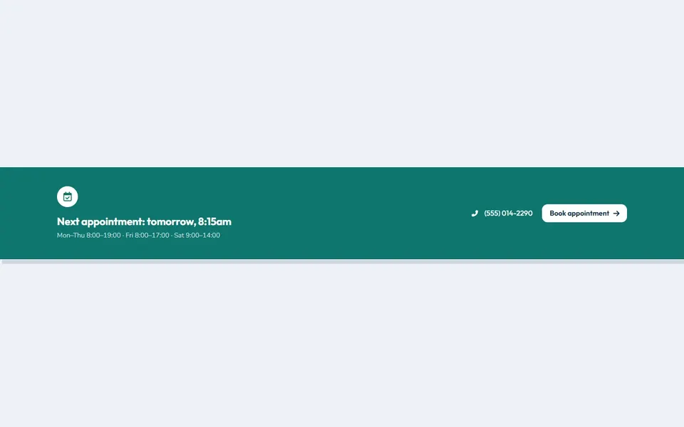 Clinic appointment strip — bricks call to action template