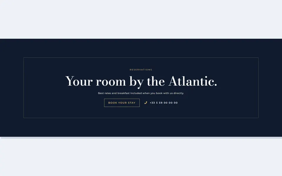 Hotel framed invitation — bricks call to action template