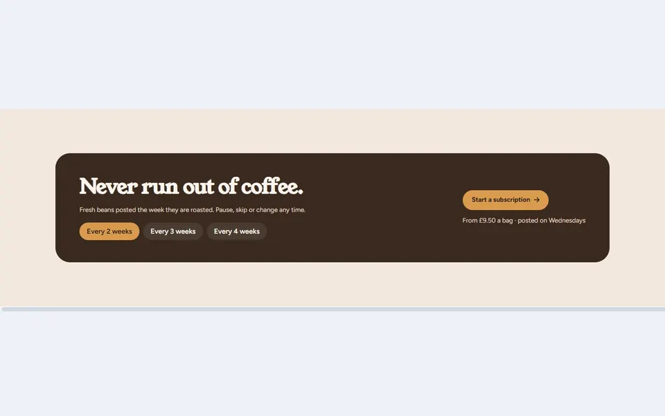 Coffee subscription band — bricks call to action template