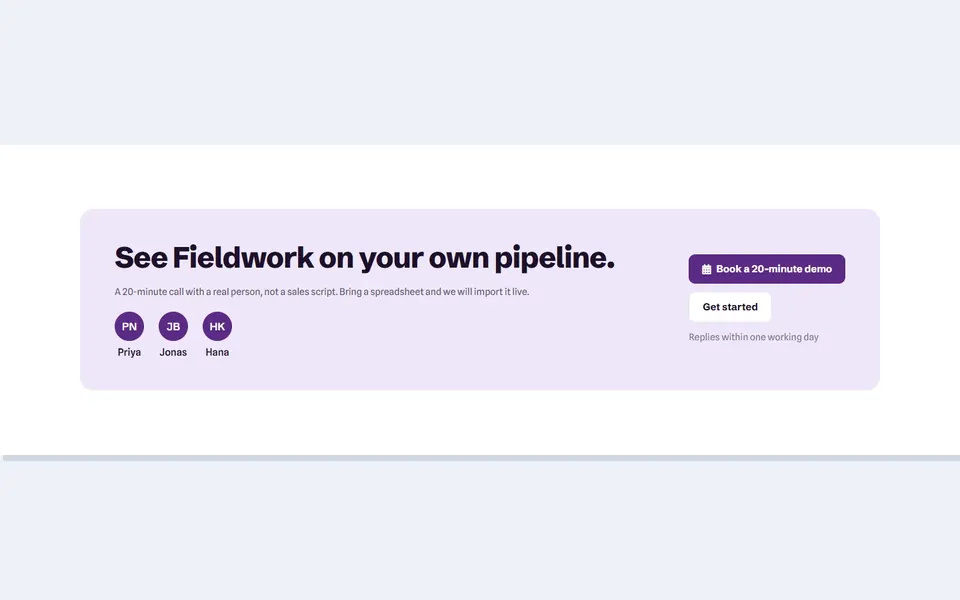 CRM demo team — bricks call to action template