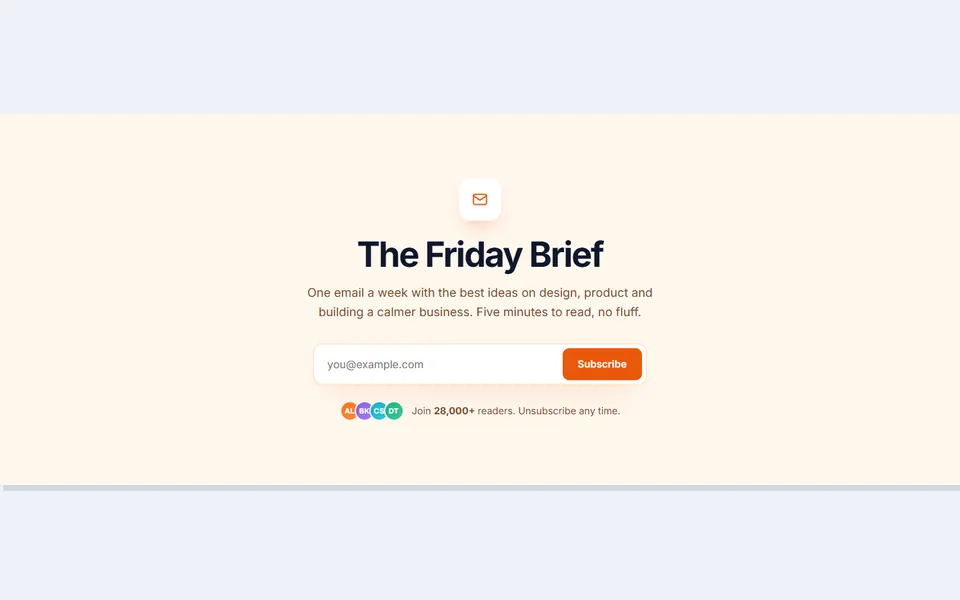 Inline newsletter signup — call to action template