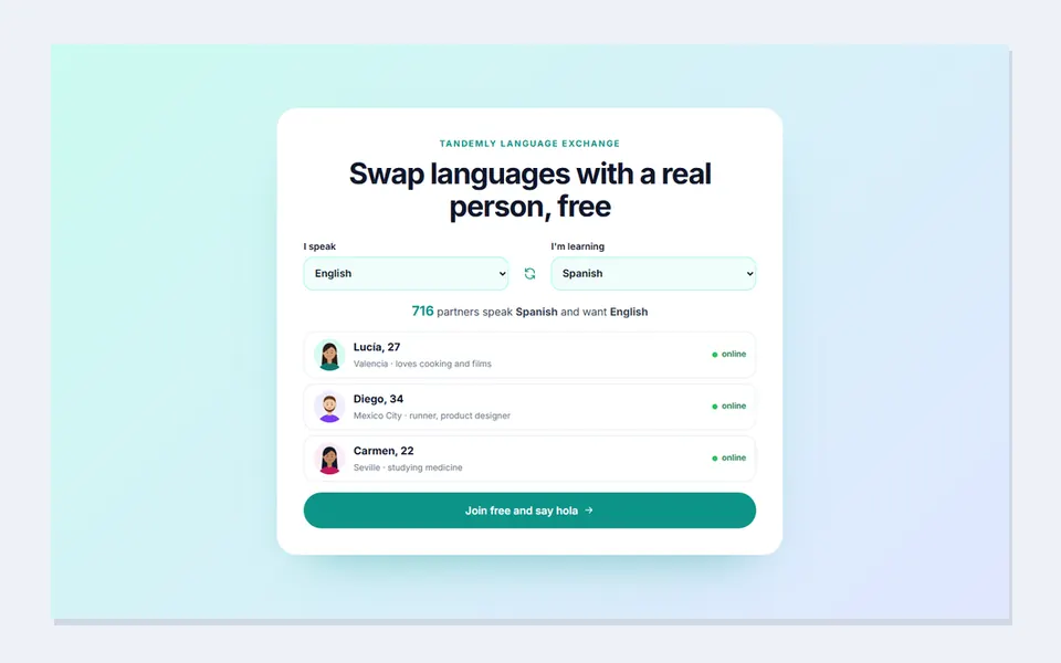 Language exchange CTA — call to action template