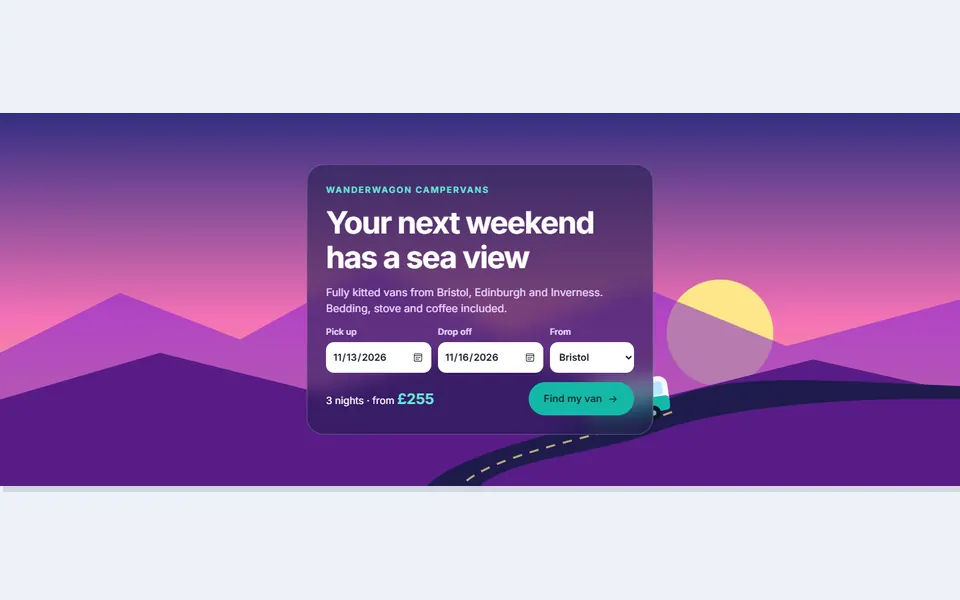 Campervan trip CTA — call to action template