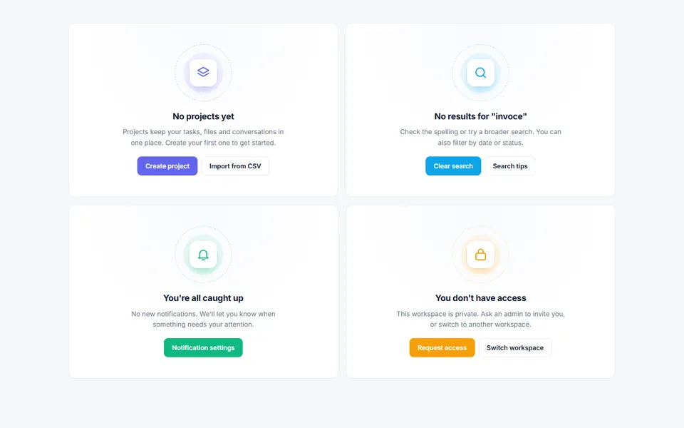 Empty states — dashboards template