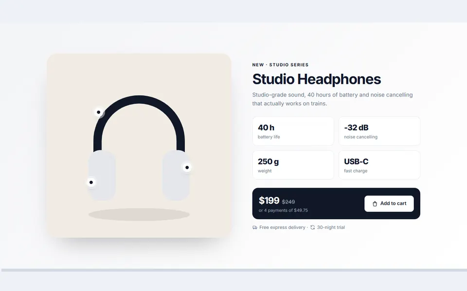 Featured product spotlight — e-commerce template