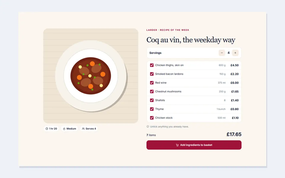 Recipe to basket — e-commerce template