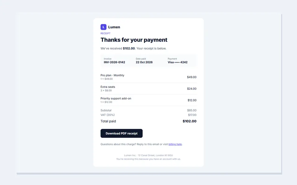 Receipt — email templates template