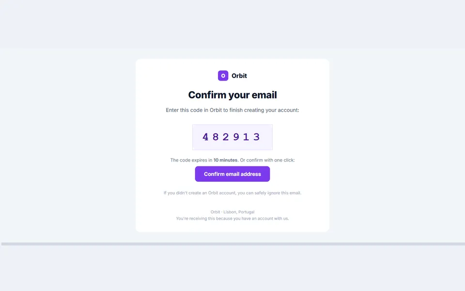 Verify email code — email templates template