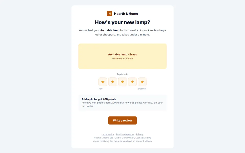 Review request — email templates template