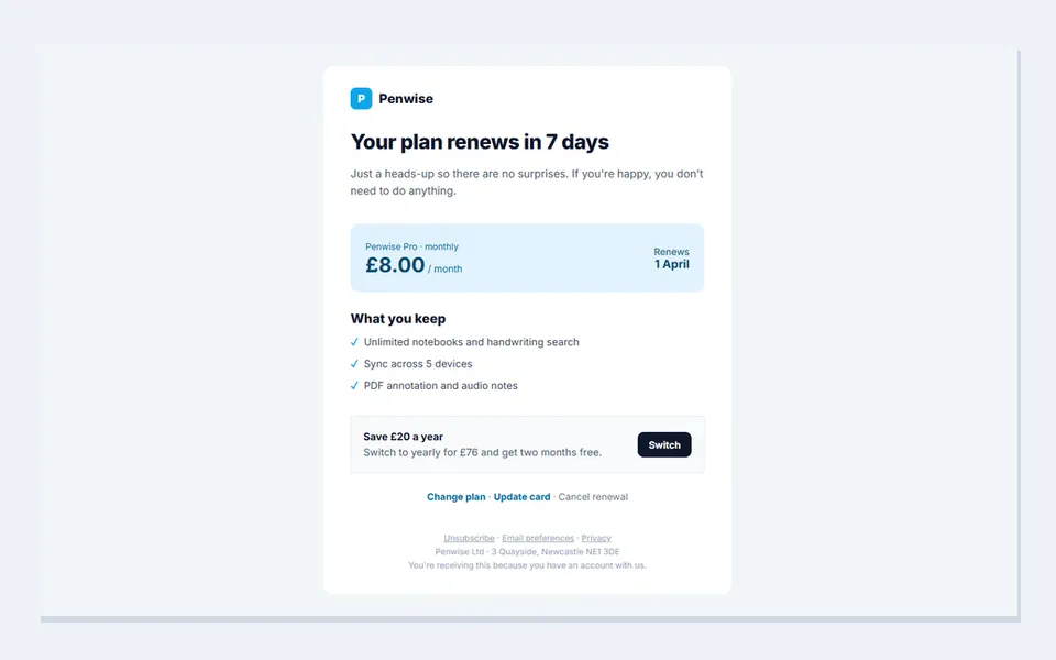 Plan renewal reminder — email templates template