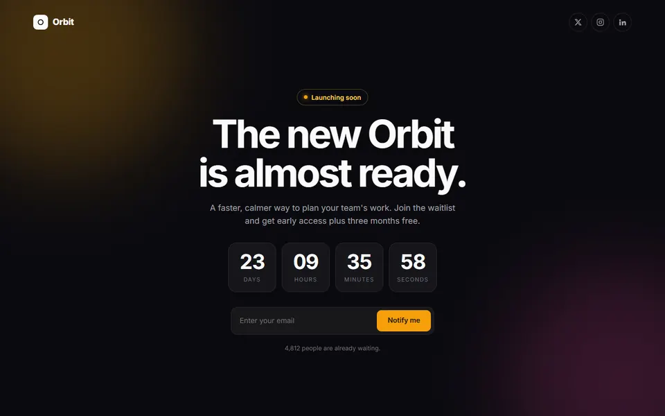 Coming soon countdown — 404 & status pages template