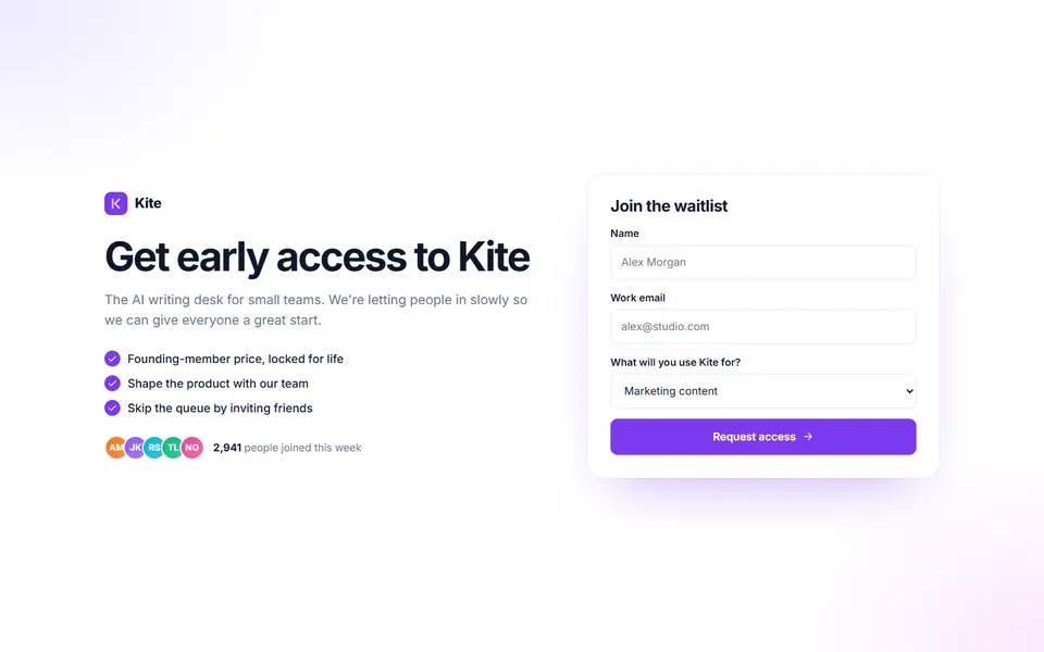 Waitlist with referral — 404 & status pages template