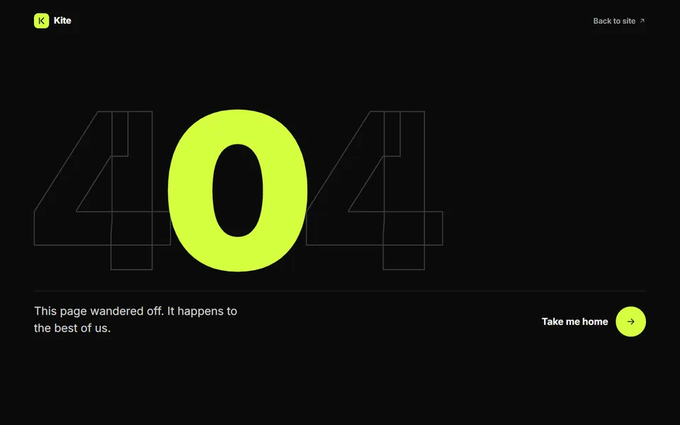 Giant 404 dark: 404 & status pages design