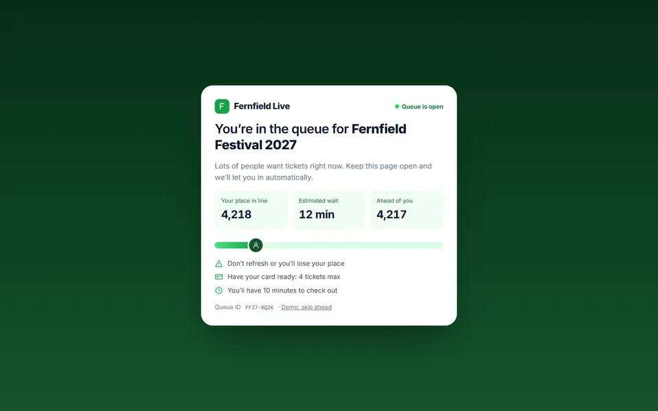 Virtual waiting room — 404 & status pages template