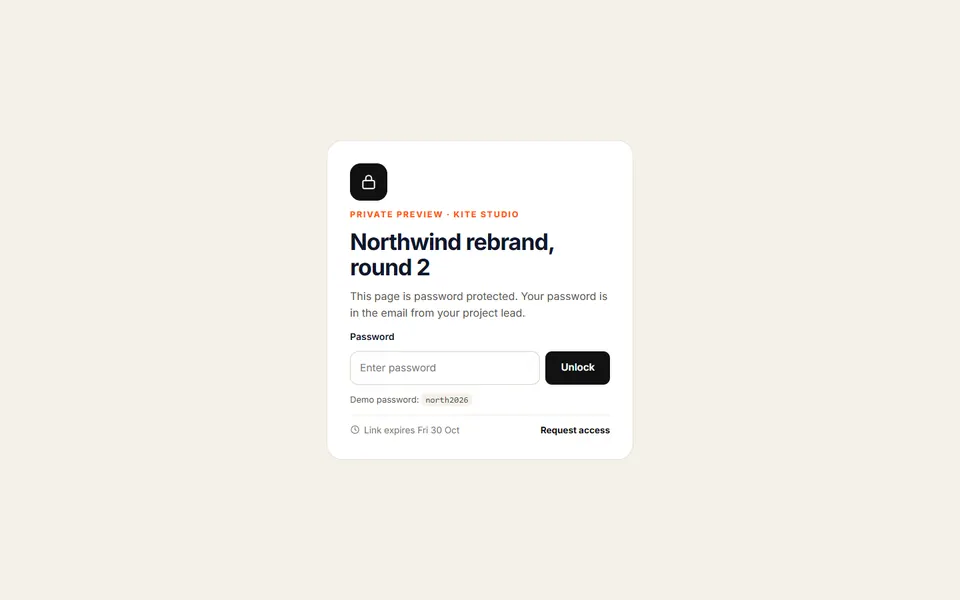 Password protected preview — 404 & status pages template