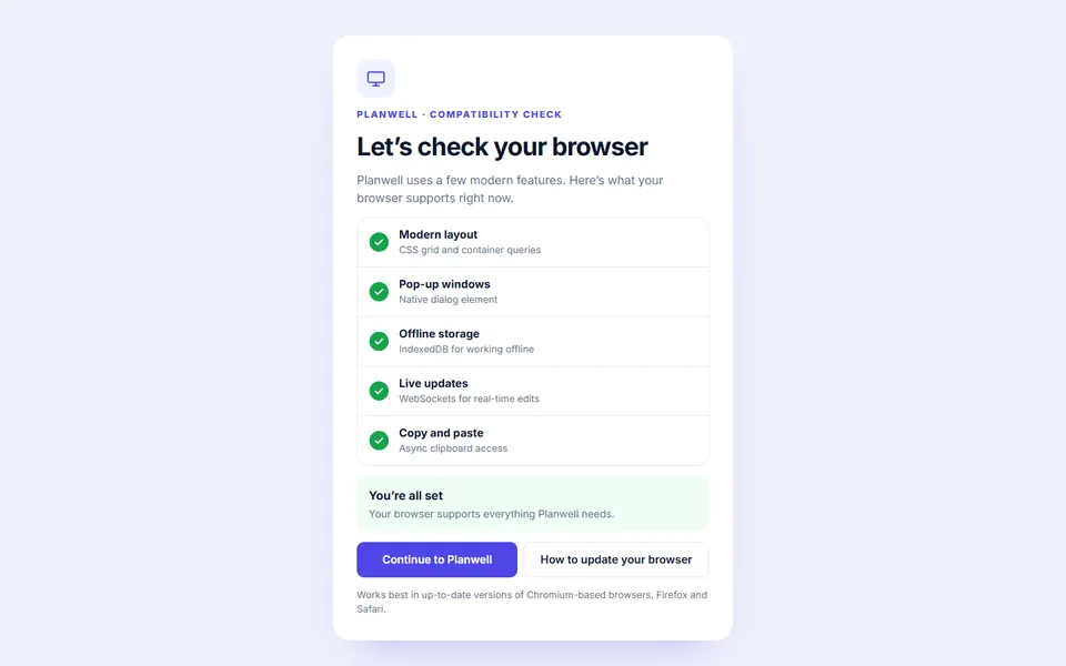 Browser not supported — 404 & status pages template