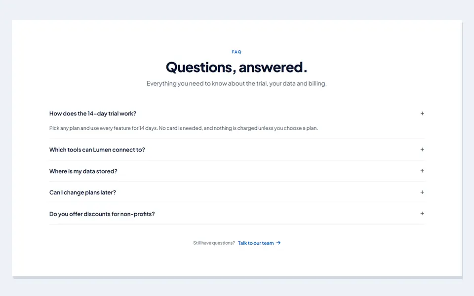 SaaS centred — bricks faq sections template