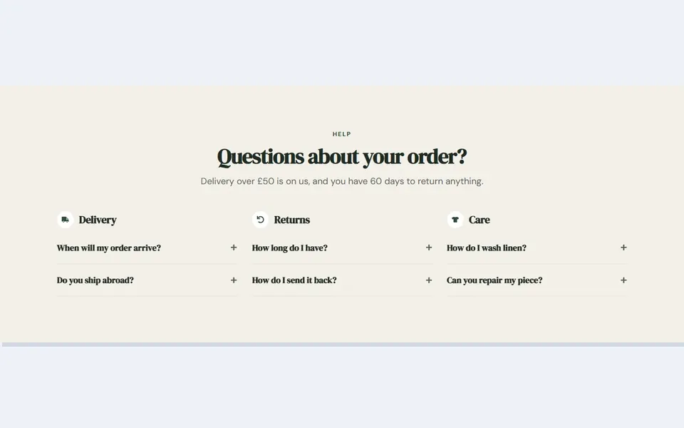 Shop by topic — faq sections template