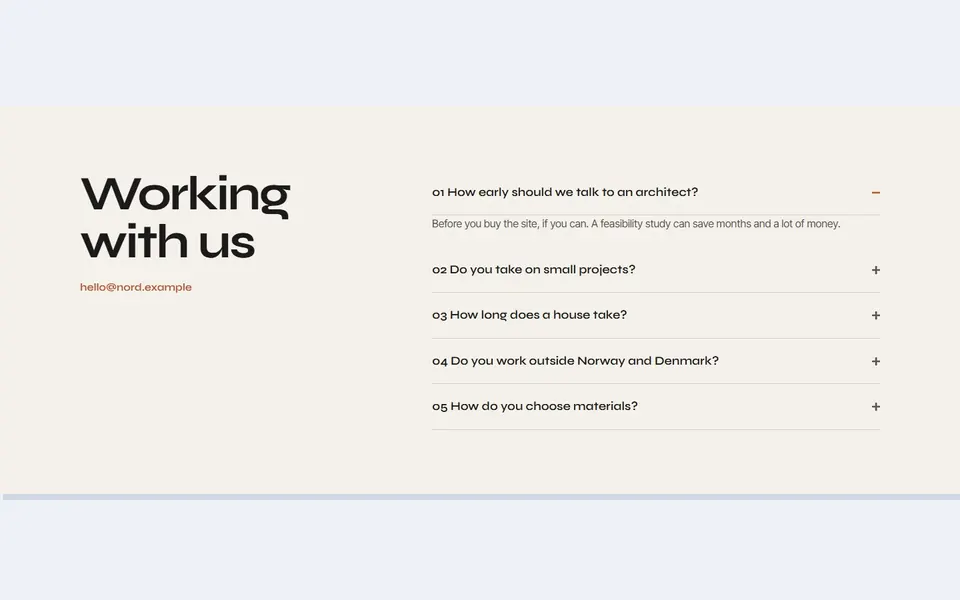 Architect numbered — faq sections template