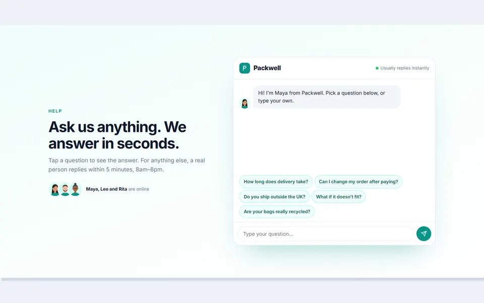 Chat style FAQ — faq sections template
