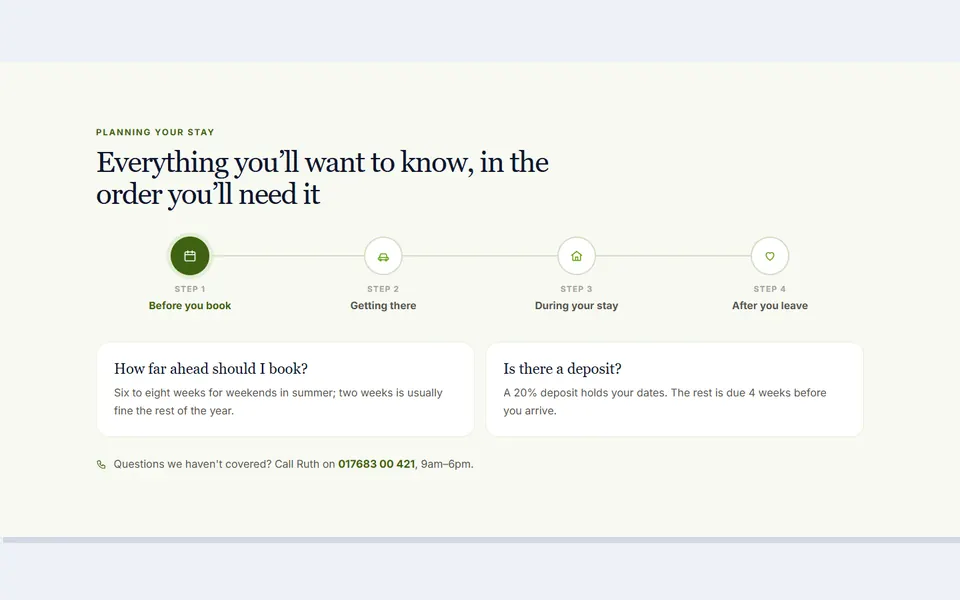 Guest journey FAQ — faq sections template