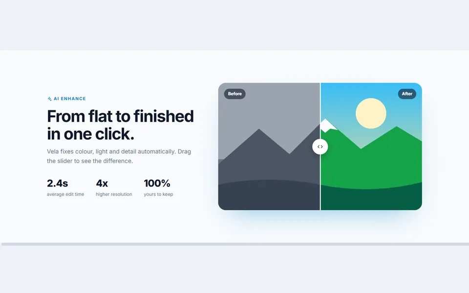 Before and after slider — feature sections template