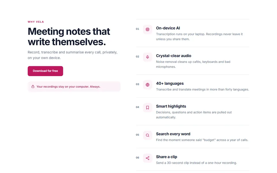 Sticky heading with list — feature sections template