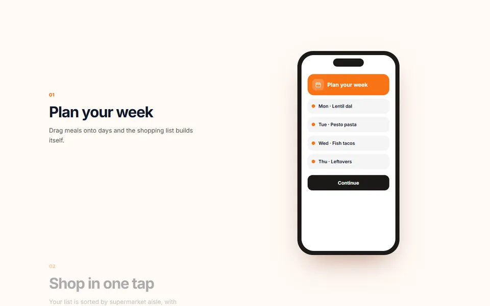 Sticky phone scroll story — feature sections template