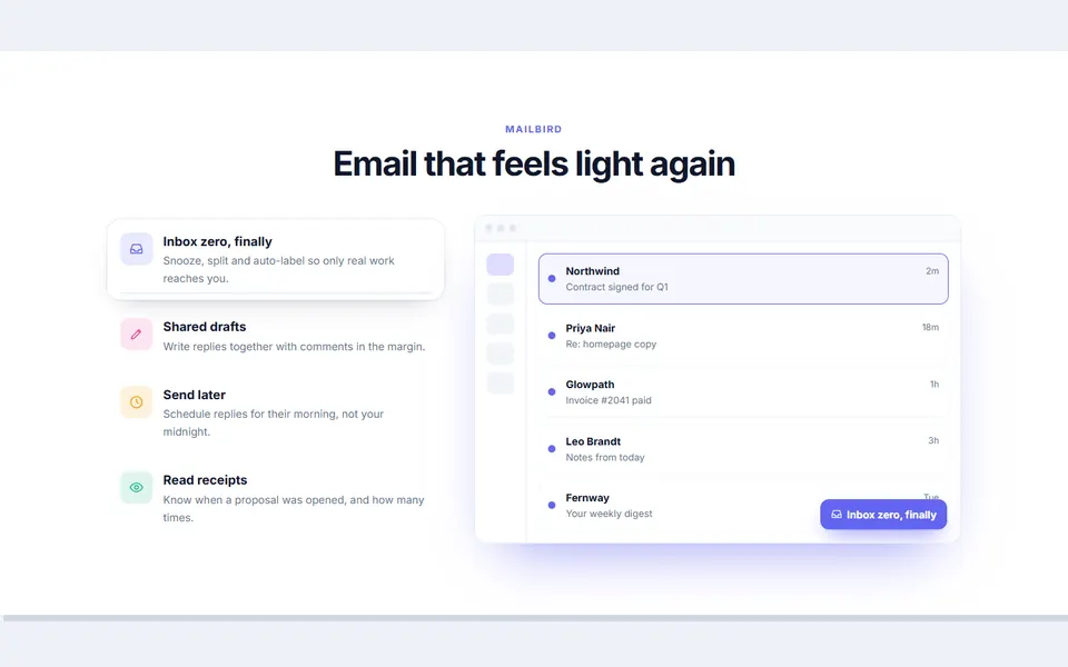 Feature list with live preview — feature sections template