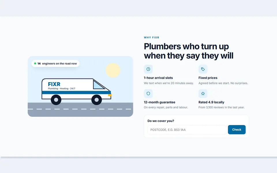 Local service promises — feature sections template
