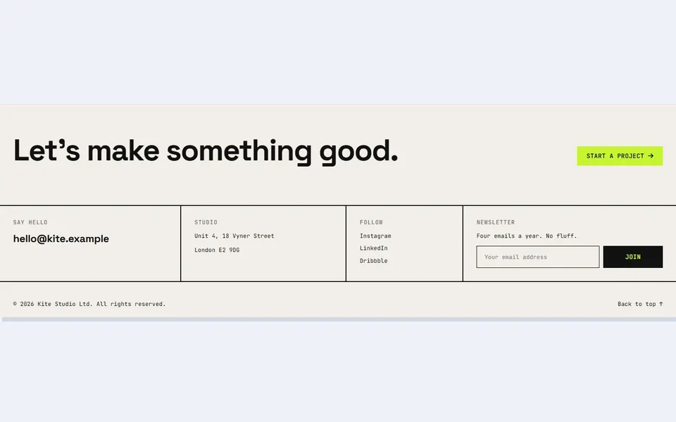 Studio grid — bricks footers template