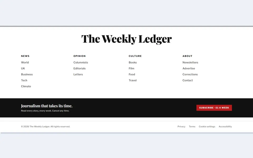 Newspaper sections — bricks footers template