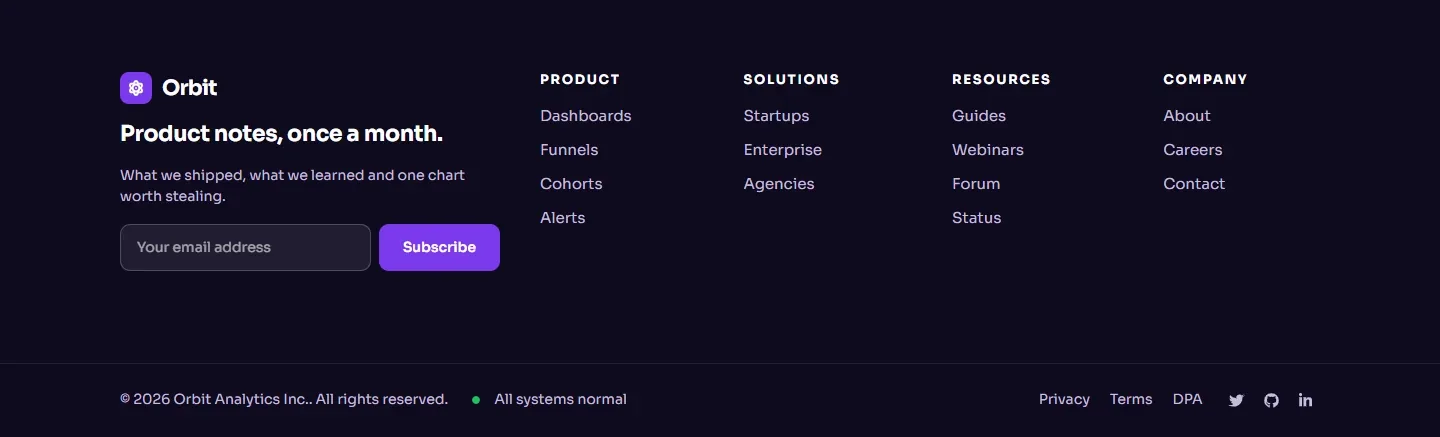 Elementor design: Dark newsletter