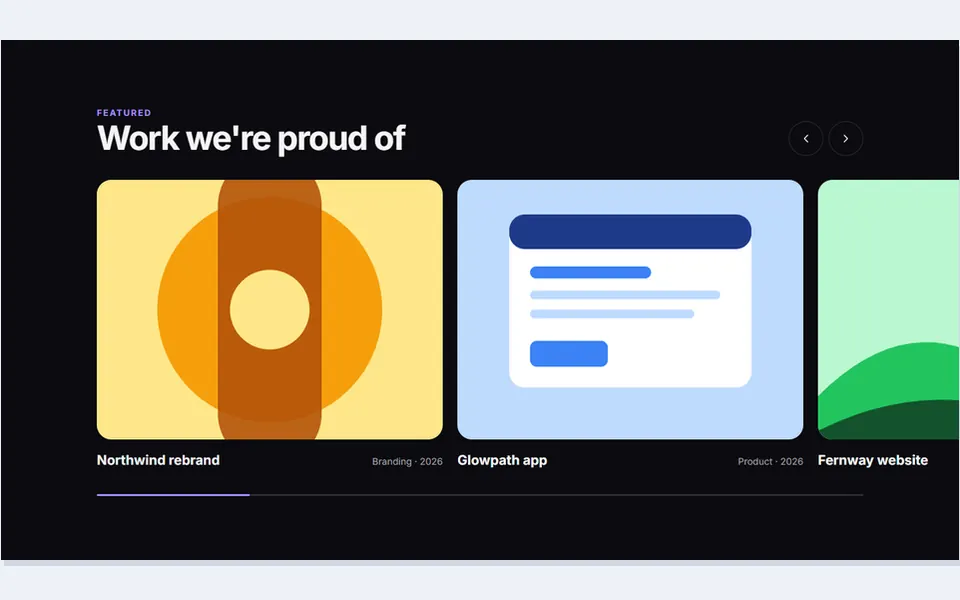 Horizontal project rail: gallery & portfolio design