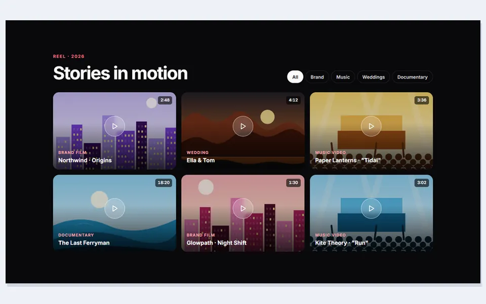 Video portfolio: gallery & portfolio design