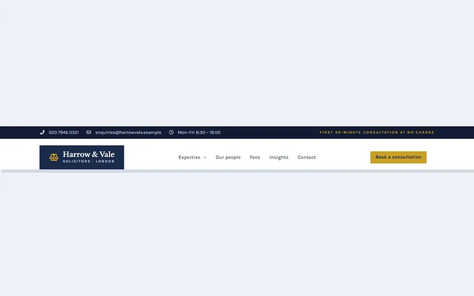 Law firm logo block — bricks headers & navbars template