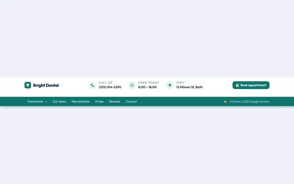 Clinic two tier — elementor headers & navbars template